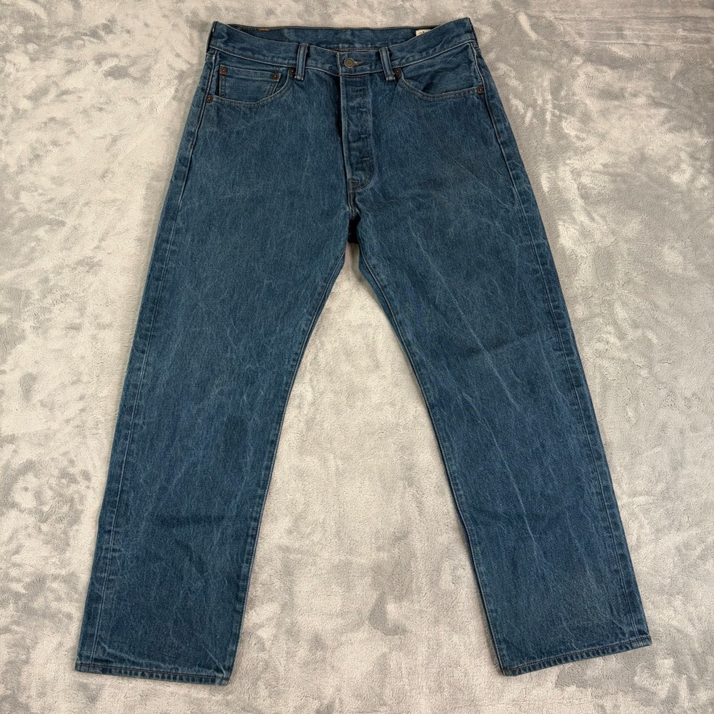 Levis 501 White Oak Cone Denim Mens Jeans 34x27 Blue Button Fly Mexico